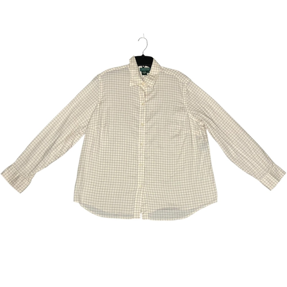 Ralph Lauren Button Down 1X Cream Check Cotton *Needs Cufflinks Old Money Preppy